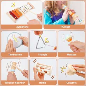 Toddler Montessori Wooden Percussion Set for Ages 3+