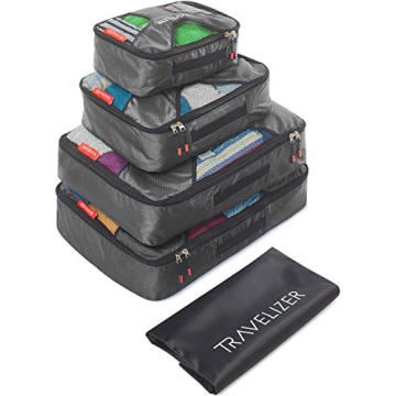 Travelizer - Grey Travel Packing Cubes 5 pcs Luggage Organizer Set for Bag & Suitcase