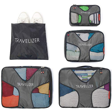 Travelizer Grey Packing Cubes 5 pcs Travel Organizer Set