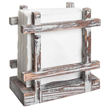MyGift Farmhouse Rustic Wood Napkin Holder in 5x5 Size
