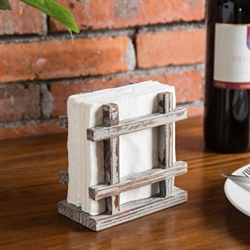 MyGift Farmhouse Rustic Wood Napkin Holder in 5x5 Size