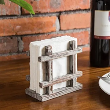 MyGift Farmhouse Rustic Wood Napkin Holder in 5x5 Size