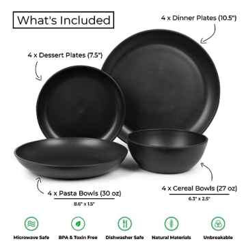 Grow Forward Wheat Straw Dinnerware Set for 4 - Eco-friendly & Stylish