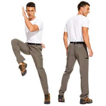 NATUVENIX Hiking Pants for Men, Lightweight Mens Travel Pants Quick Dry Fishing Pants Men Water Resistant Outdoor Pants Work