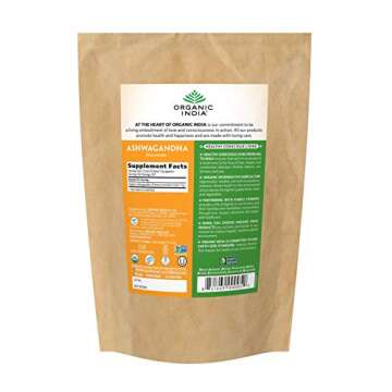 ORGANIC INDIA Ashwagandha Powder Organic - Ashwagandha Root Powder Bulk, Herbal Supplement - Vegan, ...