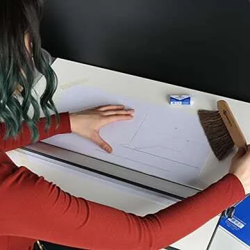 ALVIN 2342 Comfort Curve Dusting Brush, 100% Horsehair and Wood Handle, Art, Drafting, and Architecture Cleaning Tool, Great for Students, Hobbyists, and Professionals - 15 Inch