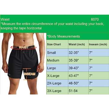 NELEUS Men's 2 in 1 Running Shorts with Liner,Dry Fit Workout Shorts with Pockets,6070,2 Pack,Black/Grey,US S,EU M