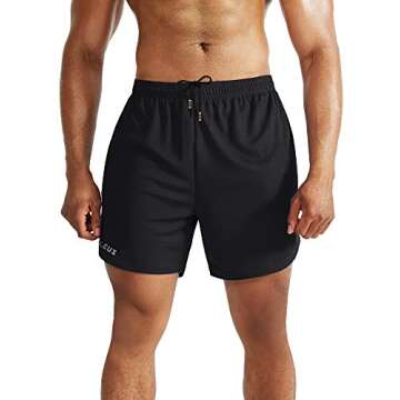 NELEUS Men's 2 in 1 Running Shorts with Liner,Dry Fit Workout Shorts with Pockets,6070,2 Pack,Black/Grey,US S,EU M