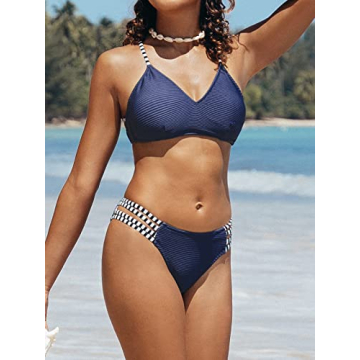 CUPSHE Green Floral V Neck Lace Up Bikini for Women