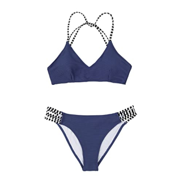 CUPSHE Green Floral V Neck Lace Up Bikini for Women