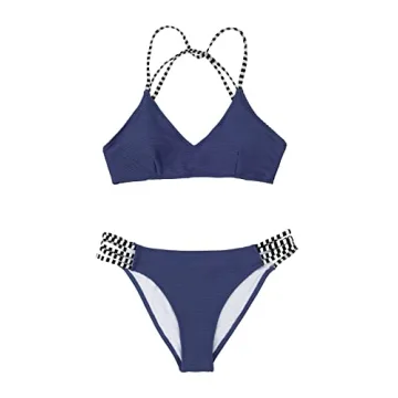 CUPSHE Green Floral V Neck Lace Up Bikini for Women