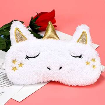 Onshine Unicorn Sleeping Mask 4Pack Soft Plush Blindfold Cute Unicorn Horn Sleep Mask Eye Mask for Girls Women Kids