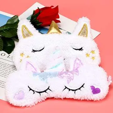 Onshine Unicorn Sleeping Mask 4Pack Soft Plush Blindfold Cute Unicorn Horn Sleep Mask Eye Mask for Girls Women Kids