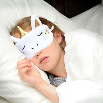 Onshine Unicorn Sleeping Mask 4Pack Soft Plush Blindfold Cute Unicorn Horn Sleep Mask Eye Mask for Girls Women Kids