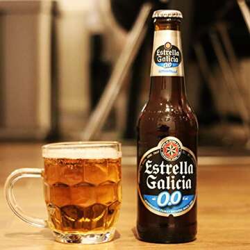 Estrella Galicia 0,0 Non-Alcoholic Beer 15 Pack, Made in Spain, 11.2oz/Btl, includes Phone/Tablet Ho...
