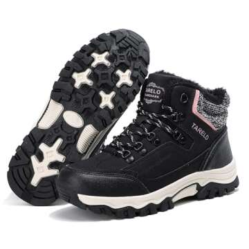 TARELO Womens Snow Boots Waterproof Shoes Winter Warm Fur Lined Non Slip Walking Fashion Hiking Boot