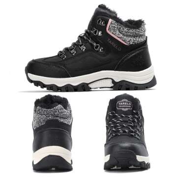 TARELO Womens Snow Boots Waterproof Shoes Winter Warm Fur Lined Non Slip Walking Fashion Hiking Boot