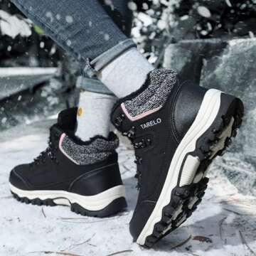 TARELO Womens Snow Boots Waterproof Shoes Winter Warm Fur Lined Non Slip Walking Fashion Hiking Boot