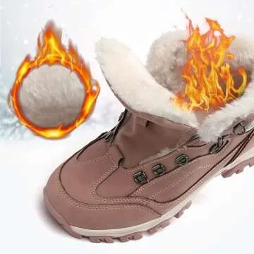 TARELO Womens Snow Boots Waterproof Shoes Winter Warm Fur Lined Non Slip Walking Fashion Hiking Boot