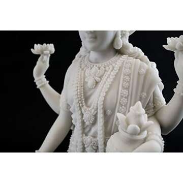 Top Collection Lakshmi Statue- Hindu Goddess of Wealth, Prosperity, Wisdom and Fortune Sculpture - 10.25-Inch Collectible Figurine (White Marble)