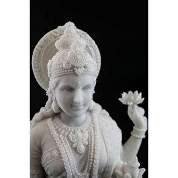 Top Collection Lakshmi Statue- Hindu Goddess of Wealth, Prosperity, Wisdom and Fortune Sculpture - 10.25-Inch Collectible Figurine (White Marble)