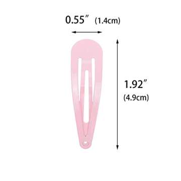 40 Counts Pink Color Metal Snap Hair Clips - 2 Inch Barrettes