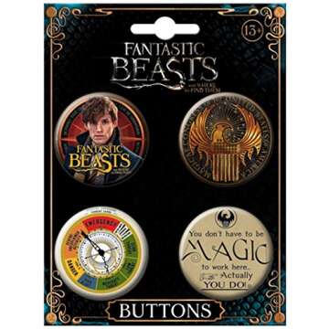Ata-Boy Fantastic Beasts and Where to Find Them Set of 4 1.25" Collectible Buttons