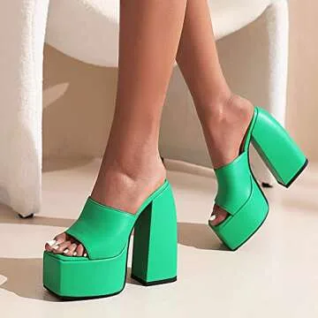 Stylish mikarka Women's Slip-On Chunky Block Heeled Sandals