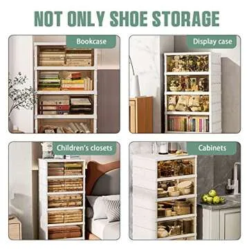 AOHMPT Shoe Box Foldable Storage Box Easy Assembly Clear Plastic Stackable Shoe Storage Cabinet Shoe Organizer Shoe Container Box with Lids Large Size Shoe Rack (9 layers)