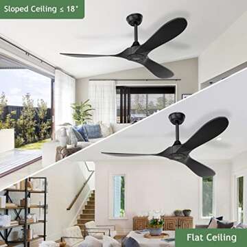 Sleek CLUGOJ Black Ceiling Fan with Remote for Stylish Spaces