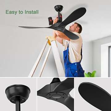 Sleek CLUGOJ Black Ceiling Fan with Remote for Stylish Spaces