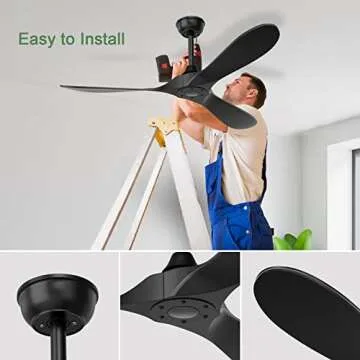 Sleek CLUGOJ Black Ceiling Fan with Remote for Stylish Spaces