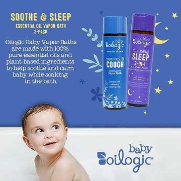 Oilogic Baby Vapor Bath Relief for Babies & Toddlers Bundle - 2-Pack (Slumber & Sleep, Stuffy Nose &...