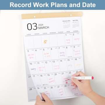 Wall Calendar 2024-2025, 12''X 17'' Large Calendar Jan 2024- June 2025, 18 Months, Vintage Wooden Calendar with Julian Date, Thick Paper Perfect for Planning and Organizing