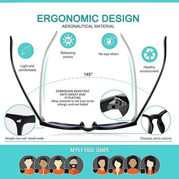 WMAO Blue Light Blocking Glasses Square Nerd Eyeglasses Frame Anti Blue Ray Computer Glasses Non Prescription (Black/White/Leopard/Brown)