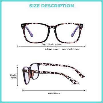 WMAO Blue Light Blocking Glasses Square Nerd Eyeglasses Frame Anti Blue Ray Computer Glasses Non Prescription (Black/White/Leopard/Brown)