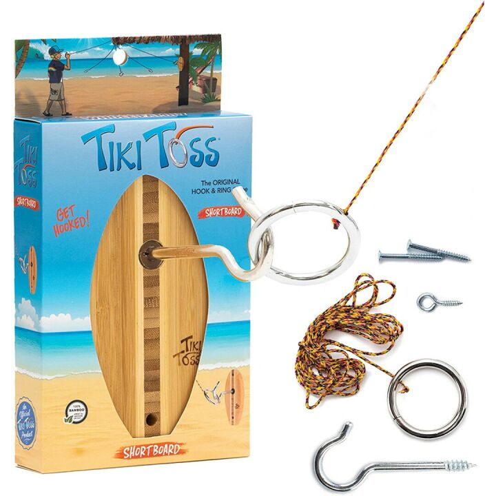 Surfboard Tiki Toss Hook and Ring Game for Everyone