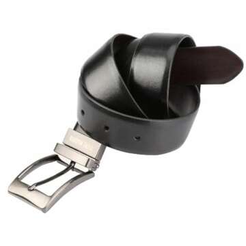 Steve Madden Men's Dress Casual Every Day Leather Belt, Black/Brown (Burnished), 40