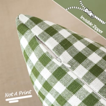 CARRIE HOME Sage Green Plaid Pillow Covers Set of 2