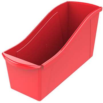Storex Large Book Bin, Interlocking Plastic Organizer for Home, Office and Classroom, Assorted Colors, 6-Pack (70110U06C)