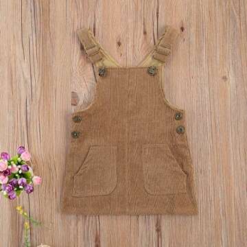 Stylish YOKJZJD Baby Girl Corduroy Pinafore Dress