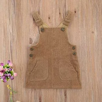 Stylish YOKJZJD Baby Girl Corduroy Pinafore Dress