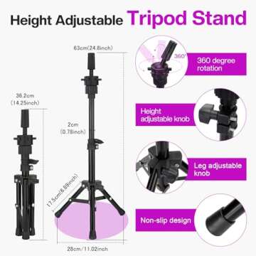 23 Inch Canvas Wig Head with Tripod Stand and Accessories