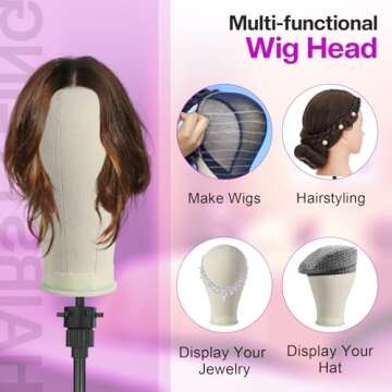23 Inch Canvas Wig Head with Tripod Stand and Accessories