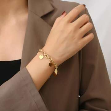 DEAROK Gold Bracelets for Women 14K Gold Plated Charm Bracelet for Women Friendship Bracelet For Wom...