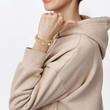 DEAROK Gold Bracelets for Women 14K Gold Plated Charm Bracelet for Women Friendship Bracelet For Women Stainless Steel Bracelet Gift for Women