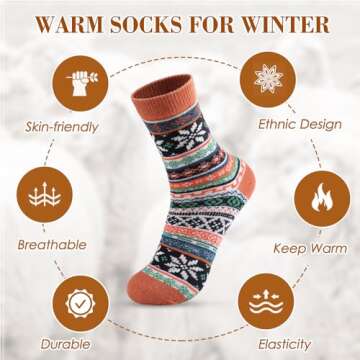 Premillow Wool Socks - Wool Socks For Women/Men, Winter Warm Socks, Super Soft Crew Socks Boot Socks, Thick Knit Cozy Socks