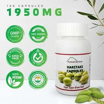 Kailash Herbals Organic Haritaki Capsules 2420MG - Detox & Rejuvenation
