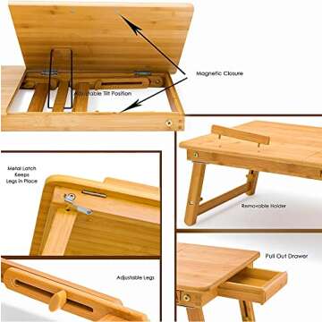Morvat Bamboo Folding Laptop Desk for Work & Travel