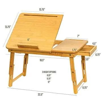 Morvat Bamboo Folding Laptop Desk for Work & Travel